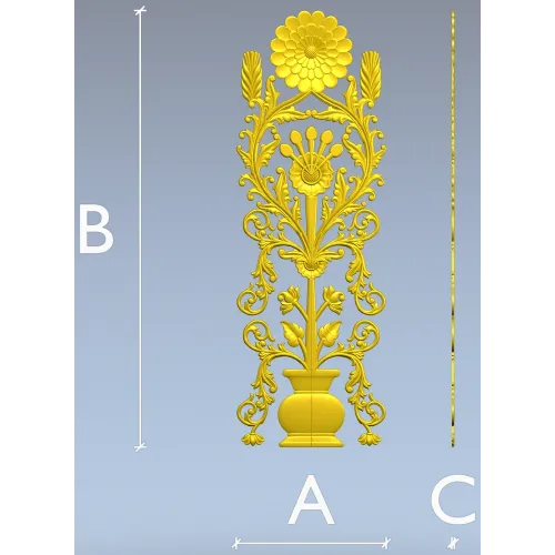 Вертикальная декоративная накладка "Ваза с акантом" - 3D модель STL для ЧПУ