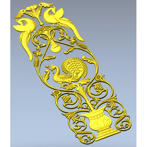 Imperial Peacock Vertical Panel - STL 3D model for CNC milling