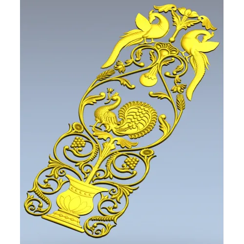 Imperial Peacock Vertical Panel - STL 3D model for CNC milling