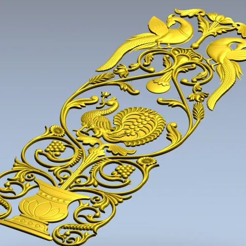Imperial Peacock Vertical Panel - STL 3D model for CNC milling