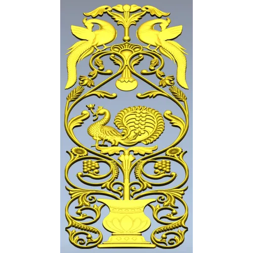 Imperial Peacock Vertical Panel - STL 3D model for CNC milling