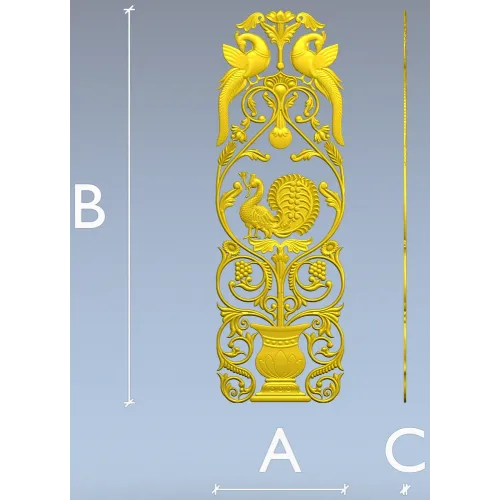 Imperial Peacock Vertical Panel - STL 3D model for CNC milling