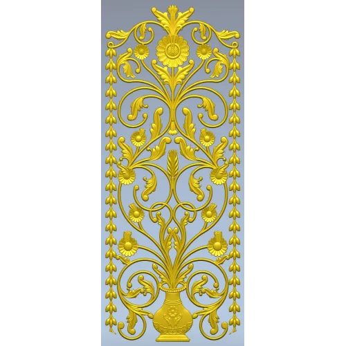 Floral Urn Door Panel - detailed STL 3D model for CNC