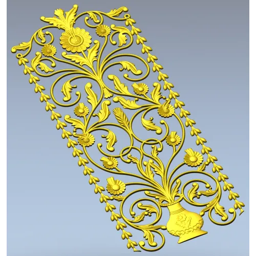 Floral Urn Door Panel - detailed STL 3D model for CNC