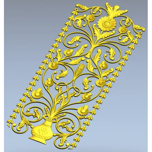 Floral Urn Door Panel - detailed STL 3D model for CNC