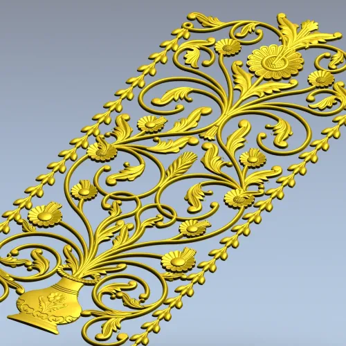 Floral Urn Door Panel - detailed STL 3D model for CNC