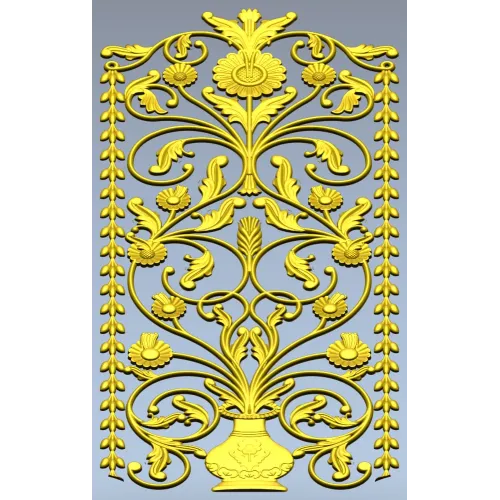 Floral Urn Door Panel - detailed STL 3D model for CNC
