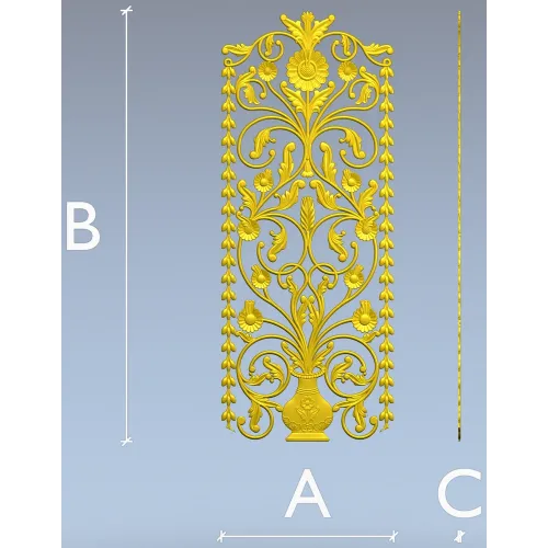 Floral Urn Door Panel - detailed STL 3D model for CNC