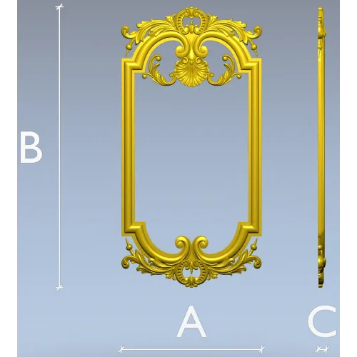 Ornate Baroque Frame 3D STL Model for CNC Milling