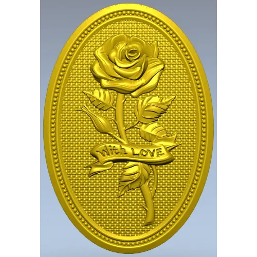 Detailed Rose Plaque 3D Model STL for CNC Milling