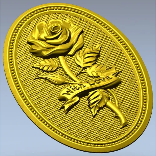 Detailed Rose Plaque 3D Model STL for CNC Milling