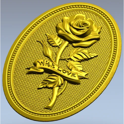 Detailed Rose Plaque 3D Model STL for CNC Milling