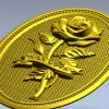 Detailed Rose Plaque 3D Model STL for CNC Milling
