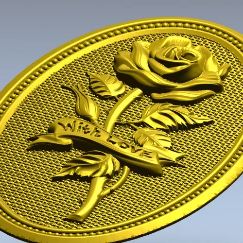 Detailed Rose Plaque 3D Model STL for CNC Milling