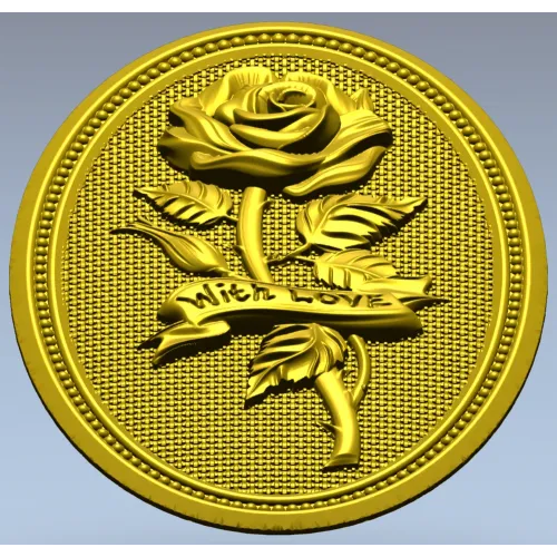 Detailed Rose Plaque 3D Model STL for CNC Milling