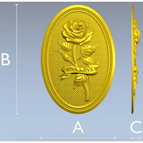 Detailed Rose Plaque 3D Model STL for CNC Milling