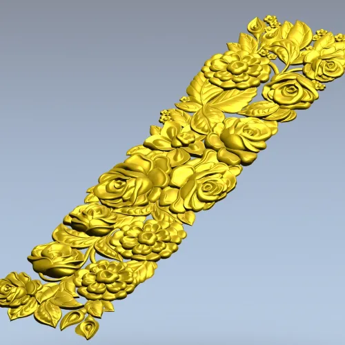 Ornate Floral Panel STL Model for CNC Milling