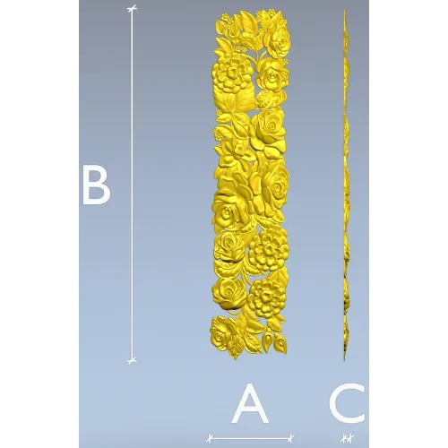 Ornate Floral Panel STL Model for CNC Milling