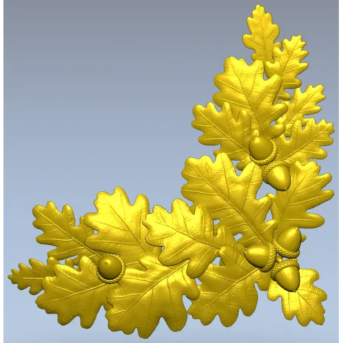Oak Leaf and Acorn Decorative Corner STL Model for CNC