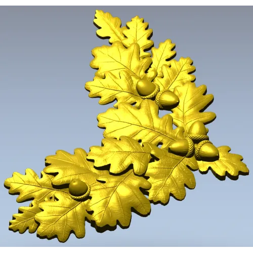 Oak Leaf and Acorn Decorative Corner STL Model for CNC