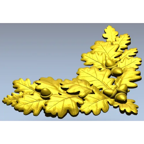 Oak Leaf and Acorn Decorative Corner STL Model for CNC