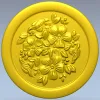 Круглый медальон с цветочным рельефом - stl модель для ЧПУ