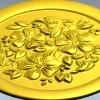 Круглый медальон с цветочным рельефом - stl модель для ЧПУ