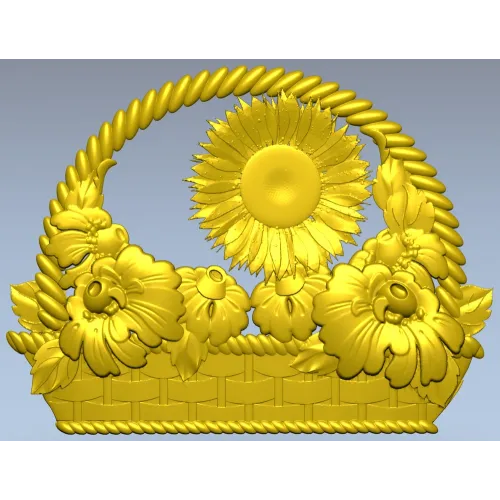 Floral Basket 3D STL Model for CNC Milling