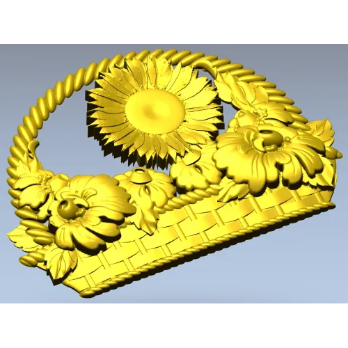 Floral Basket 3D STL Model for CNC Milling