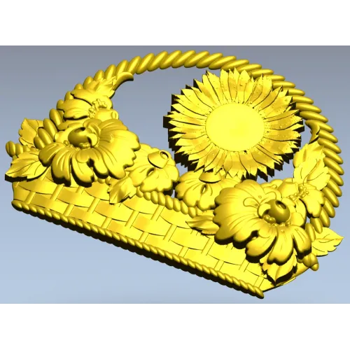 Floral Basket 3D STL Model for CNC Milling