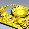 Floral Basket 3D STL Model for CNC Milling