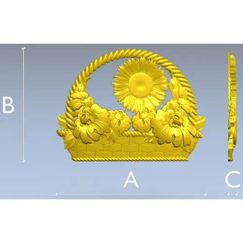 Floral Basket 3D STL Model for CNC Milling