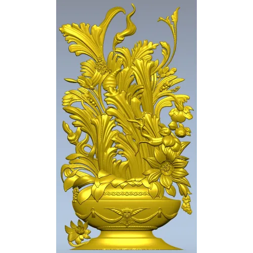 Ornate Floral Vase 3D Model for CNC Milling STL