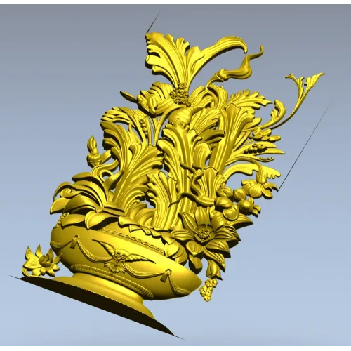 Ornate Floral Vase 3D Model for CNC Milling STL