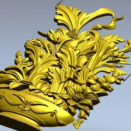 Ornate Floral Vase 3D Model for CNC Milling STL