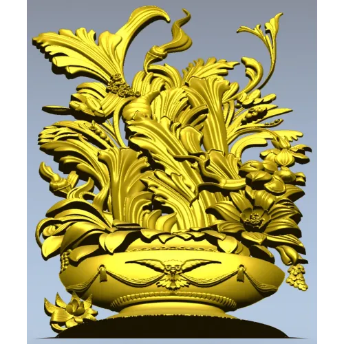 Ornate Floral Vase 3D Model for CNC Milling STL