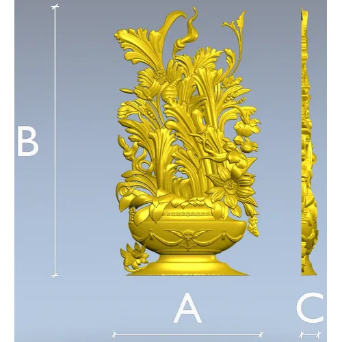 Ornate Floral Vase 3D Model for CNC Milling STL