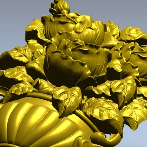 Floral Bouquet in Classic Vase 3D Model STL for CNC Milling