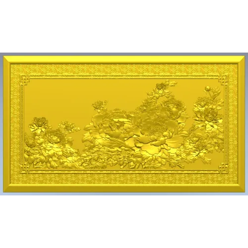 Флористическая панель .stl - 3D модель для ЧПУ с рельефом пионов
