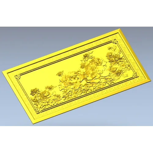 Флористическая панель .stl - 3D модель для ЧПУ с рельефом пионов