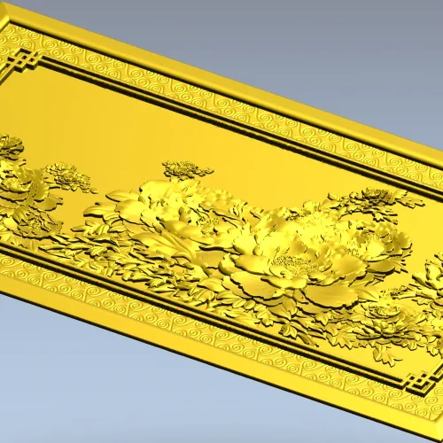 Флористическая панель .stl - 3D модель для ЧПУ с рельефом пионов