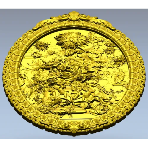 Овальное панно "Амурный сад" - 3D модель STL для ЧПУ