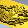 Рельефный растительный картуш в стиле рококо - STL модель для ЧПУ