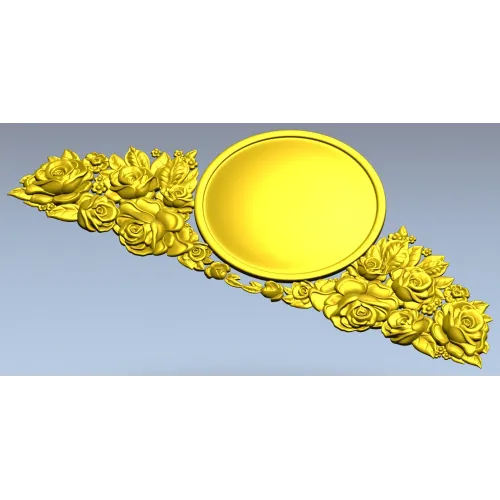 Декоративная накладка с медальоном и розами - 3D модель STL для ЧПУ