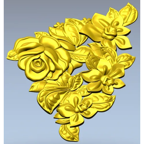 Floral Embrace - Detailed Corner Floral STL Model for CNC