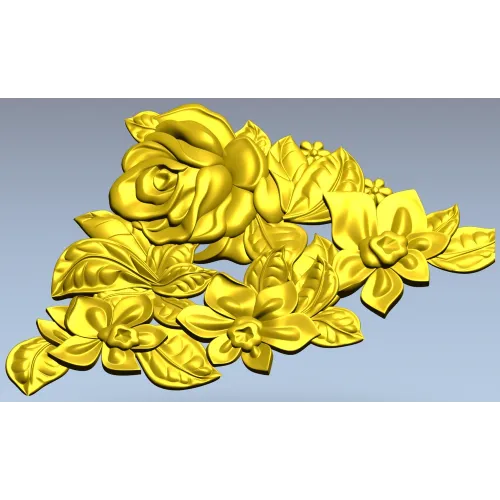 Floral Embrace - Detailed Corner Floral STL Model for CNC