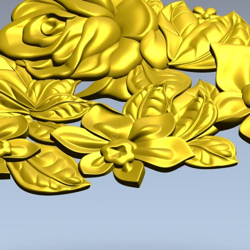 Floral Embrace - Detailed Corner Floral STL Model for CNC