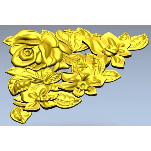 Floral Embrace - Detailed Corner Floral STL Model for CNC