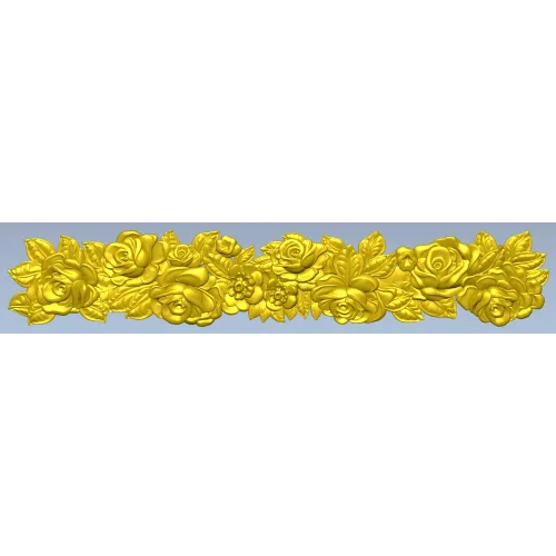 Detailed Floral Garland CNC STL Model for Wood Carving