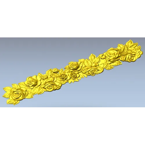 Detailed Floral Garland CNC STL Model for Wood Carving
